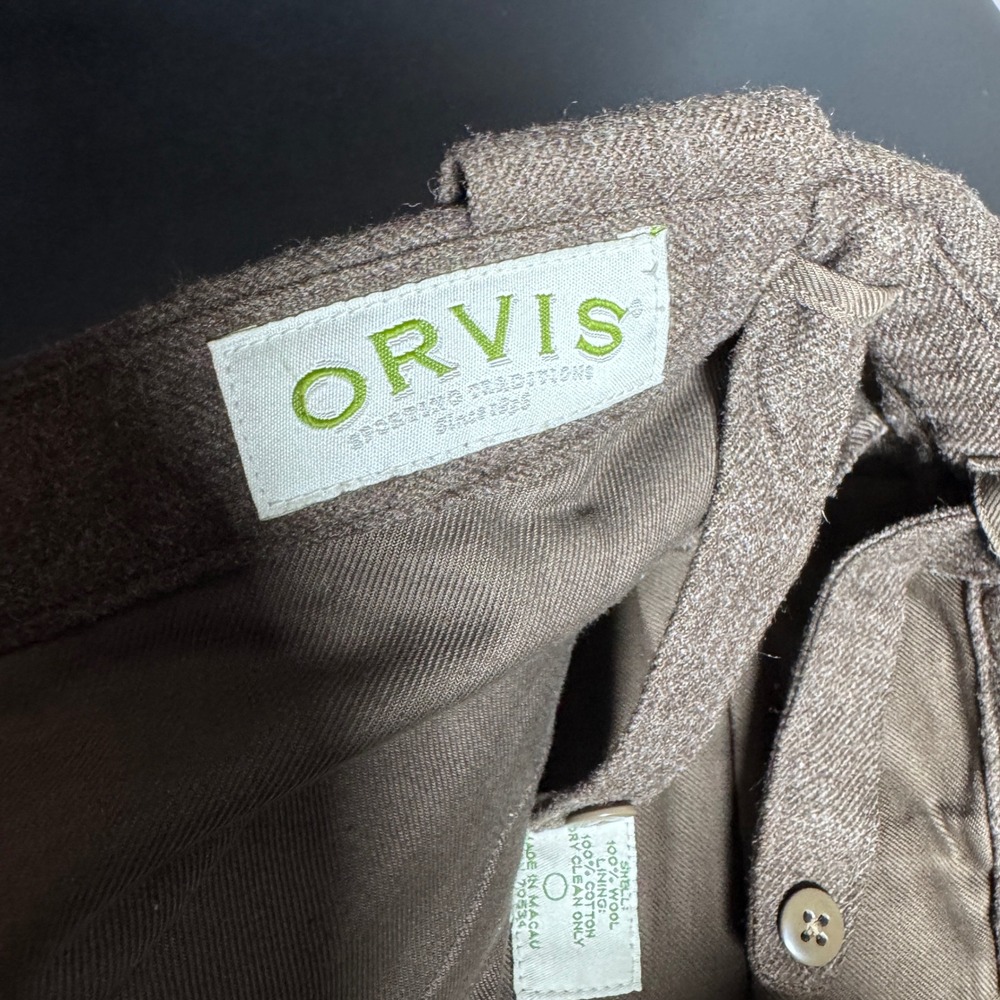 Vintage Orvis Cargo Trousers Men 38 Brown Solid Wool Vintage Hunting Pants 38x27 - Picture 3 of 6